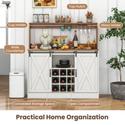 Costway Coffee Bar Cabinet W/ Charging Station 120Cm Wine Cabinet Removable Wine Rack - thumbnail 3