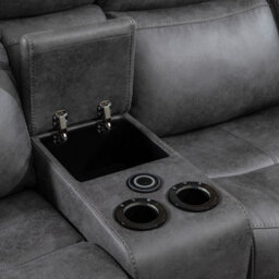 Furnishings For Less UK Tokyo Grey Leatheraire Power 2 Seater Sofa Electric Recliner Usb - thumbnail 2