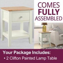 Hallowood Furniture Clifton Oak Painted Lamp Table (Pair) - thumbnail 7