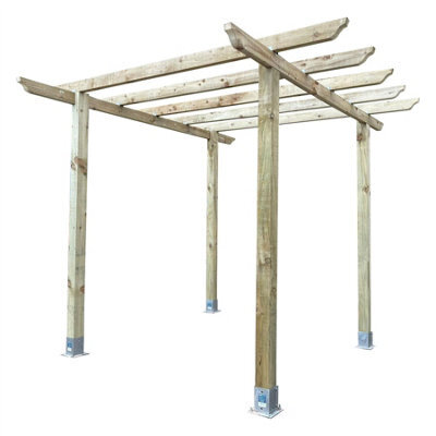 Premier Garden Supplies Traditional Pergola 10X10Ft Square 3X3X3M + 4X Feet. Heavy Duty Wooden Diy Kit Patio/bbq/hot Tub/seating Area (Hxwxd M) - image 1