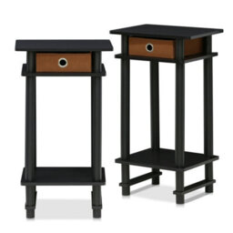 Walplus Furinno Turn-N-Tube Tall End Table With Bin, Espresso/brown, Set Of 2 - thumbnail 2