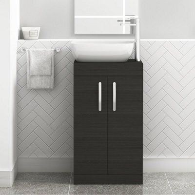 Royal Bathrooms 500mm Floor Standing Vanity Unit 2 Door Hale Black & Countertop Basin - Elva - image 1