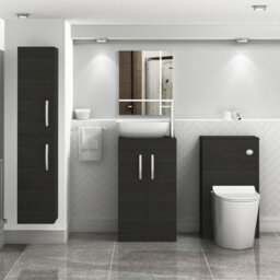 Royal Bathrooms 500mm Floor Standing Vanity Unit 2 Door Hale Black & Countertop Basin - Elva - thumbnail 2
