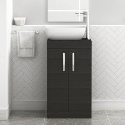 Royal Bathrooms 500mm Floor Standing Vanity Unit 2 Door Hale Black & Countertop Basin - Elva - thumbnail 1