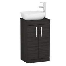 Royal Bathrooms 500mm Floor Standing Vanity Unit 2 Door Hale Black & Countertop Basin - Elva - thumbnail 4