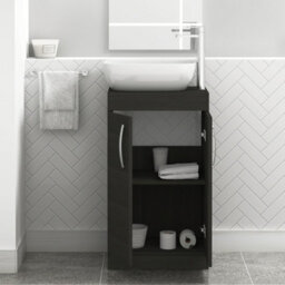Royal Bathrooms 500mm Floor Standing Vanity Unit 2 Door Hale Black & Countertop Basin - Elva - thumbnail 3
