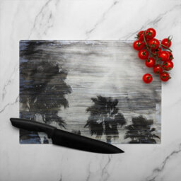 Benjamin Tate Design Silver And Black Palm Glass Chopping Board - thumbnail 3