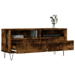 Berkfield Tv Cabinet Smoked Oak 100X34.5X44.5 Cm Engineered Wood - thumbnail 4