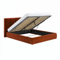 Solace+Co Mika Ottoman Bed Burnt Orange Velvet Double - thumbnail 6