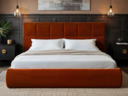 Solace+Co Mika Ottoman Bed Burnt Orange Velvet Double - thumbnail 2