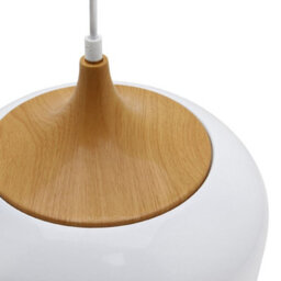 Long Life Lamps Company Nordic Modern Gloss White Ceiling Pendant Light Metal Lamp Shade Wood Effect Detail H3048 - thumbnail 5