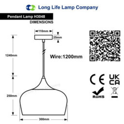 Long Life Lamps Company Nordic Modern Gloss White Ceiling Pendant Light Metal Lamp Shade Wood Effect Detail H3048 - thumbnail 2