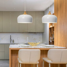 Long Life Lamps Company Nordic Modern Gloss White Ceiling Pendant Light Metal Lamp Shade Wood Effect Detail H3048 - thumbnail 9