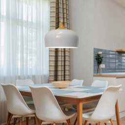 Long Life Lamps Company Nordic Modern Gloss White Ceiling Pendant Light Metal Lamp Shade Wood Effect Detail H3048 - thumbnail 8