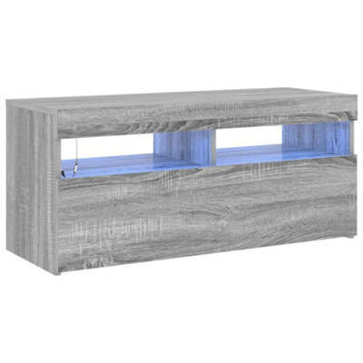 Berkfield Modern Tv Cabinet With Led Lights Grey Sonoma 90X35X40 Cm - image 1