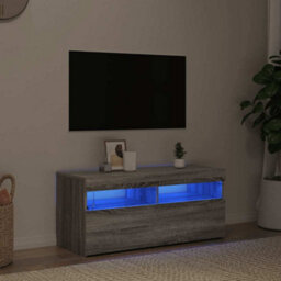 Berkfield Modern Tv Cabinet With Led Lights Grey Sonoma 90X35X40 Cm - thumbnail 3