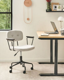 Beliani Desk Chair Algerita Fabric Light Grey - thumbnail 2