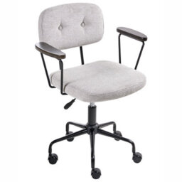 Beliani Desk Chair Algerita Fabric Light Grey - thumbnail 1