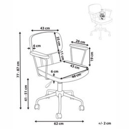 Beliani Desk Chair Algerita Fabric Light Grey - thumbnail 3
