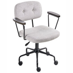 Beliani Desk Chair Algerita Fabric Light Grey - thumbnail 4