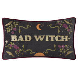 furn. Furn Bad Witch Embroidered Velvet Polyester Filled Cushion, Green, 30 X 50Cm - thumbnail 1