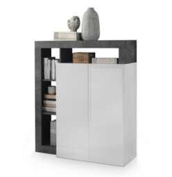 FurniComp LTD Furnicomp Lorenzo 2 Door White Gloss And Anthracite Tall Sideboard/highboard - thumbnail 5