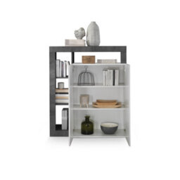 FurniComp LTD Furnicomp Lorenzo 2 Door White Gloss And Anthracite Tall Sideboard/highboard - thumbnail 4
