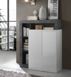 FurniComp LTD Furnicomp Lorenzo 2 Door White Gloss And Anthracite Tall Sideboard/highboard