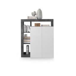 FurniComp LTD Furnicomp Lorenzo 2 Door White Gloss And Anthracite Tall Sideboard/highboard - thumbnail 3