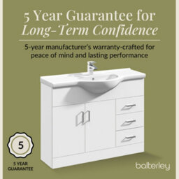 Balterley 2 Door 3 Drawer Vanity Basin Unit With Round Basin - 1050mm - Gloss White - thumbnail 4