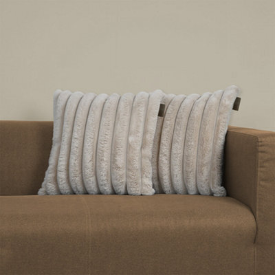 rucomfy Beanbags Rucomfy Ribbed Faux Fur 45X45Cm Cushion - Linen Cosy Luxury Home Decor Pillow - image 1