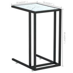 Berkfield Stylish Computer Side Table White Marble 50X35X65 Cm Tempered Glass - thumbnail 7