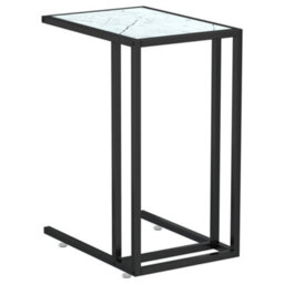 Berkfield Stylish Computer Side Table White Marble 50X35X65 Cm Tempered Glass - thumbnail 1