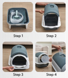 GardenSkill Hooded Cat Litter Tray With Flap Door - Covered High-Sided Litter Box - Anti-Spill Easy Clean Indoor Toilet For Cats And Kittens - thumbnail 5
