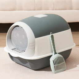 GardenSkill Hooded Cat Litter Tray With Flap Door - Covered High-Sided Litter Box - Anti-Spill Easy Clean Indoor Toilet For Cats And Kittens