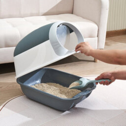 GardenSkill Hooded Cat Litter Tray With Flap Door - Covered High-Sided Litter Box - Anti-Spill Easy Clean Indoor Toilet For Cats And Kittens - thumbnail 3