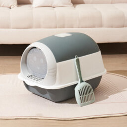 GardenSkill Hooded Cat Litter Tray With Flap Door - Covered High-Sided Litter Box - Anti-Spill Easy Clean Indoor Toilet For Cats And Kittens - thumbnail 2