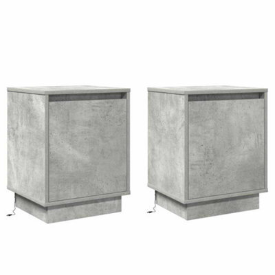 Berkfield Modern Bedside Cabinets With Led Lights 2 Pcs Concrete Grey 39X34,5X50 Cm - image 1