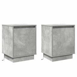 Berkfield Modern Bedside Cabinets With Led Lights 2 Pcs Concrete Grey 39X34,5X50 Cm - thumbnail 1