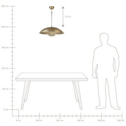 Wyld And Coco Luminalux Brass Pendant Lamp - Handcrafted Iron Dome Ceiling Light, W60 X D60 X H150Cm - thumbnail 7
