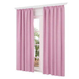 Deconovo Solid Blackout Curtains Pencil Pleat Curtains Thermal Insulated Curtains For Girls Bedroom W55 X L69 Inch Pink 2 Panels - thumbnail 1