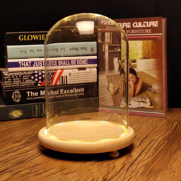 Living And Home Spherical Immortal Glass Cover With Wood Base And Warm White Light 25Cm - thumbnail 2