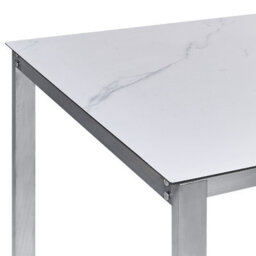 Beliani Garden Dining Table Cosoleto 180 Cm 90 Cm Marble Effect Glass White - thumbnail 7