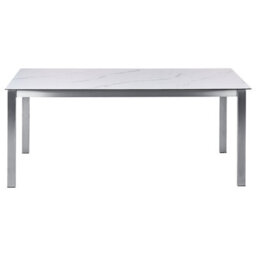 Beliani Garden Dining Table Cosoleto 180 Cm 90 Cm Marble Effect Glass White - thumbnail 6