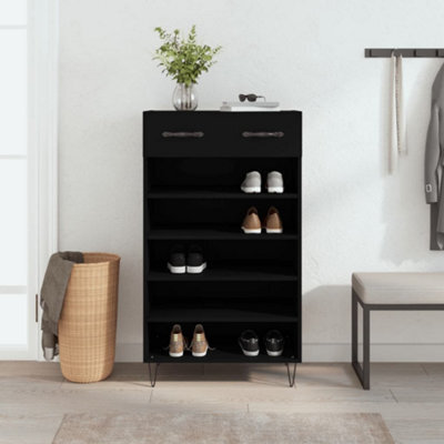 Berkfield Shoe Cabinet Black 60X35X105 Cm Engineered Wood - image 1