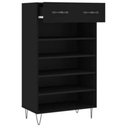 Berkfield Shoe Cabinet Black 60X35X105 Cm Engineered Wood - thumbnail 5