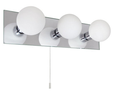 Long Life Lamps Company Opaque 3 Mini Globe Bathroom Mirror Light With Pull Cord Ip44 H3053 - image 1