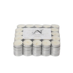 Aroma Naturals Unscented Tealights 100 Pack White Wax Candles 4H Burn Time - thumbnail 2