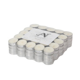 Aroma Naturals Unscented Tealights 100 Pack White Wax Candles 4H Burn Time - thumbnail 3