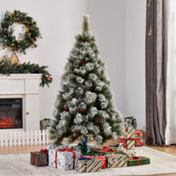 Homcom 5Ft Christmas Xmas Tree Pine Look And Metal Stand Snow Gift 184 Tips